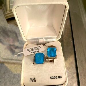 Blue topaz 10k ring and matching necklace. Sz 7